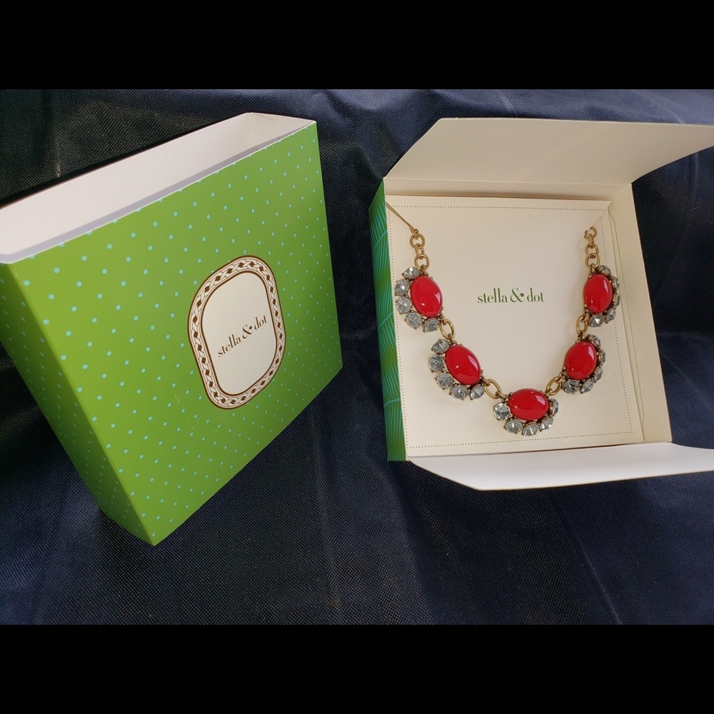 Stella & Dot Mae Red Rhinestone Statement Necklace